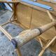 Vintage 80s extendable oak veneer rattan table