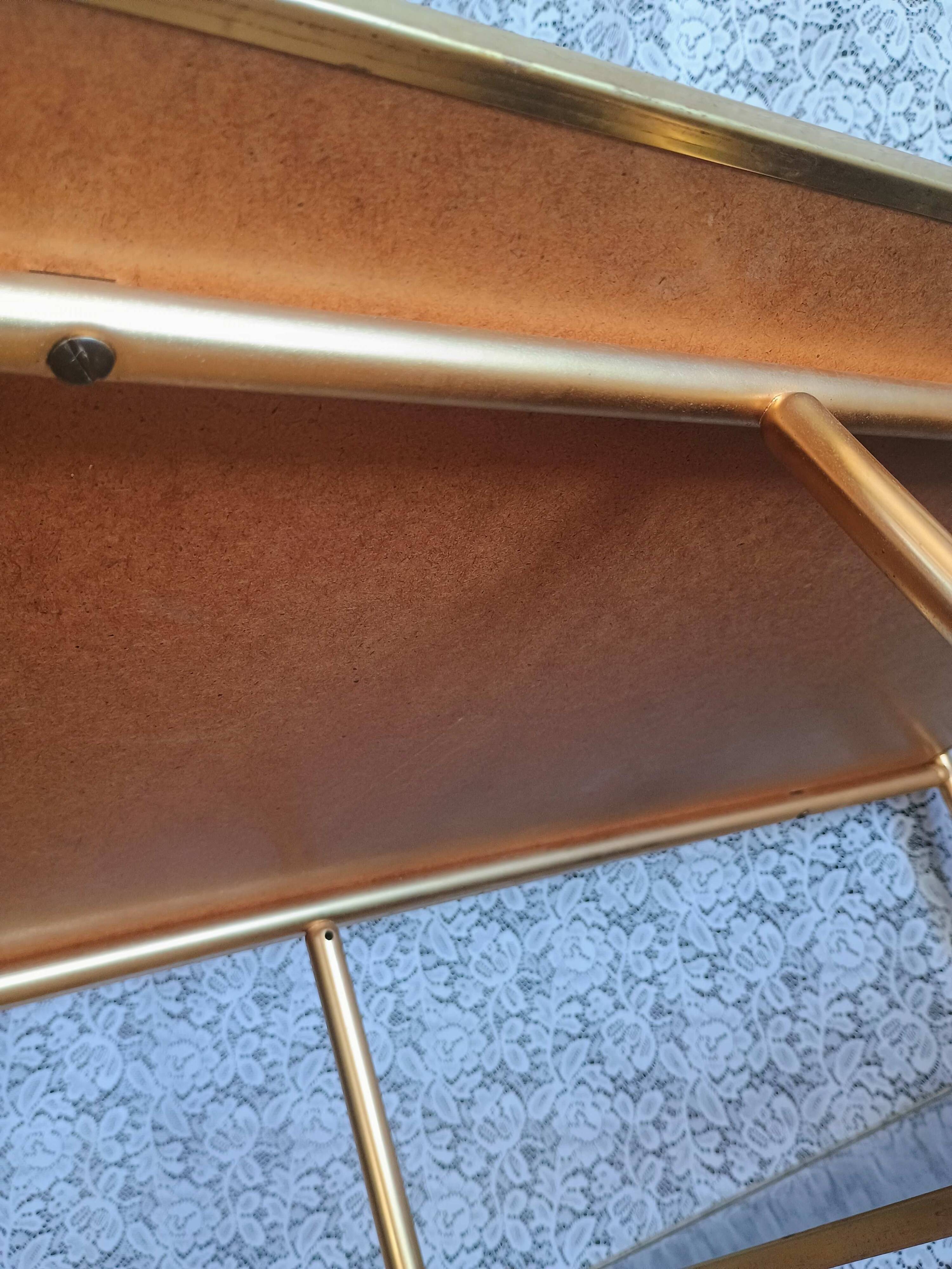 Coffee table with gold metal vinyl holder from the 70s)