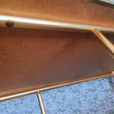 Coffee table with gold metal vinyl holder from the 70s)