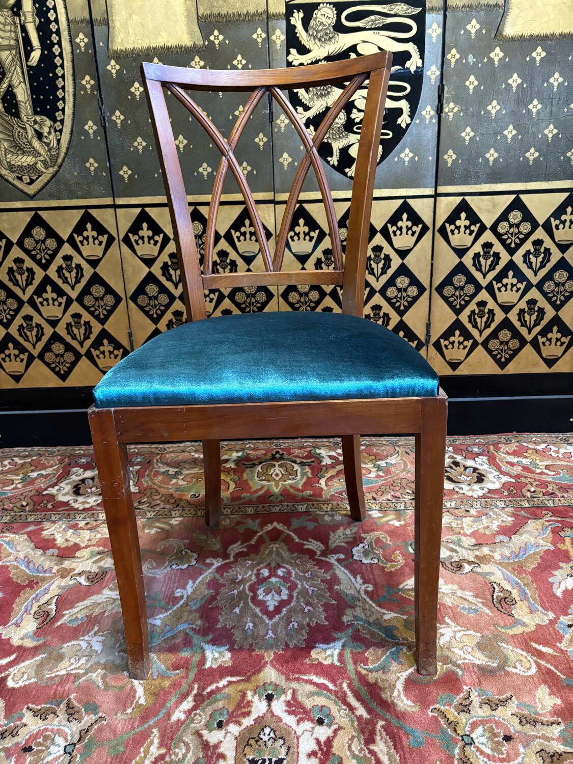 6 cherry wood chairs with openwork backs