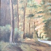 Tableau ancien paysage de forêt signé S.Gautier