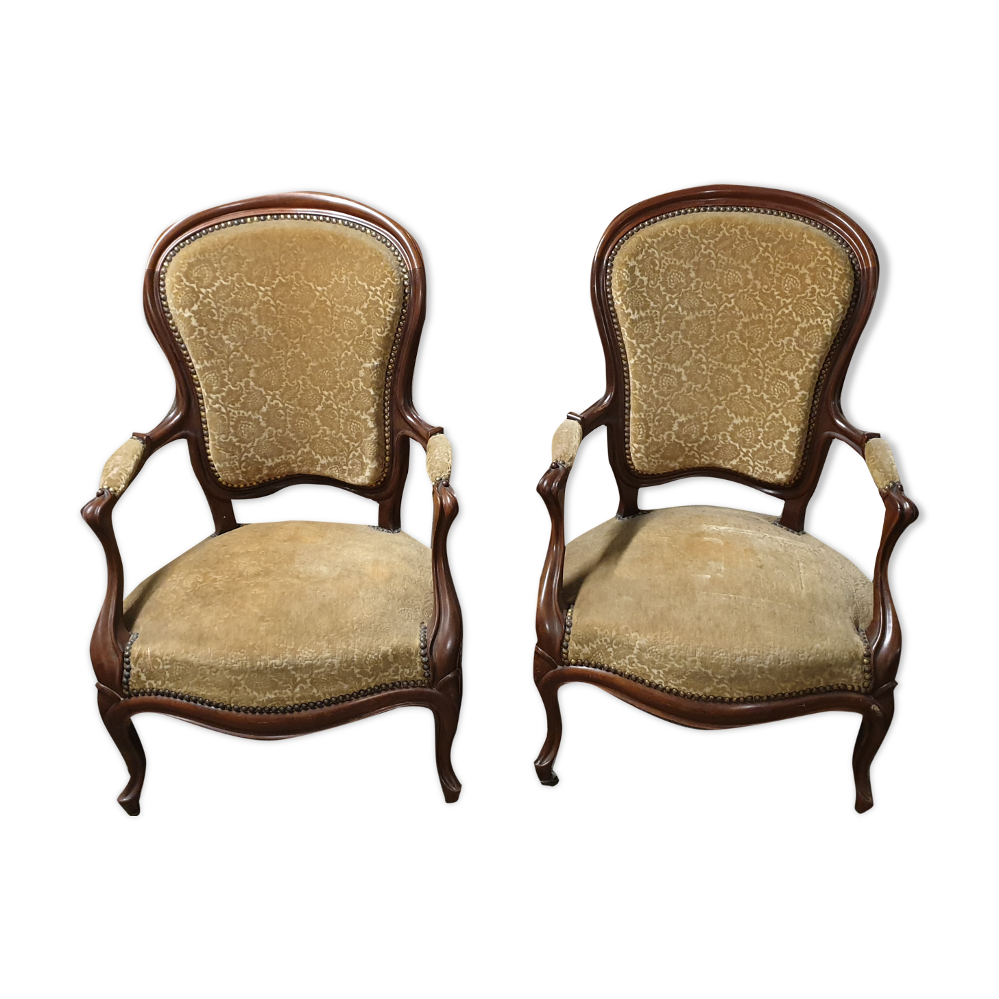 Paire de cabriolets  Louis Philippe  fin XIXème