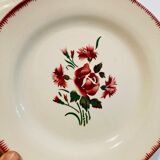 8 plates faience bordeaux-collection bouquet fleuri - digoin sarreguemines -retro-cuisine-vintage