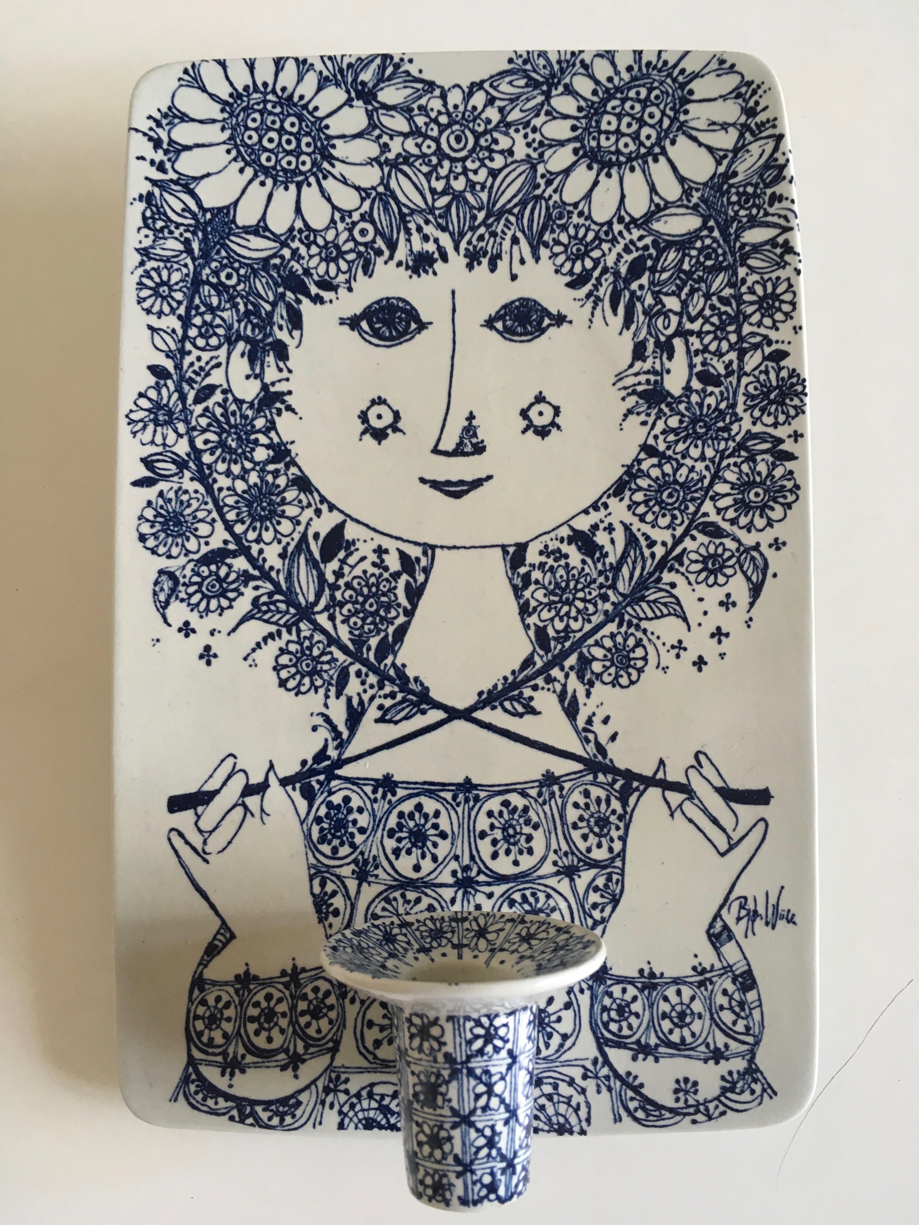 Scandinavian ceramic wall candleholder from Bjorn Wiinblad Denmark 60