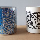 Paire de pots Keith Haring en opaline