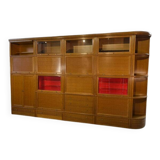 Modular furniture set by Pierre Cruege for Martin Dupuis in light oak, 1960