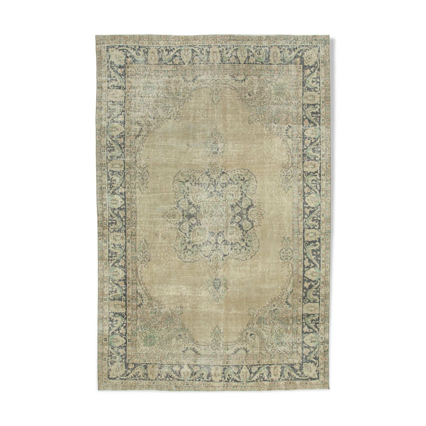 Handmade oriental beige rug 207 cm x 310 cm
