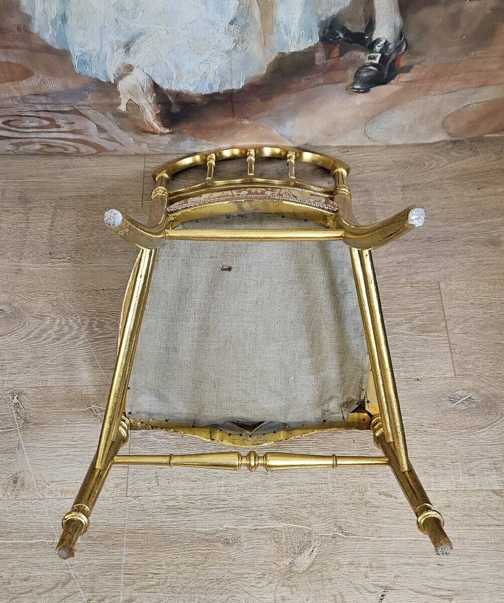 Napoleon III theatre chair in gilded wood