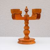 Rustic wooden candleholder by Jan Johnsson for Smålandsslöjd, Sweden, 1975