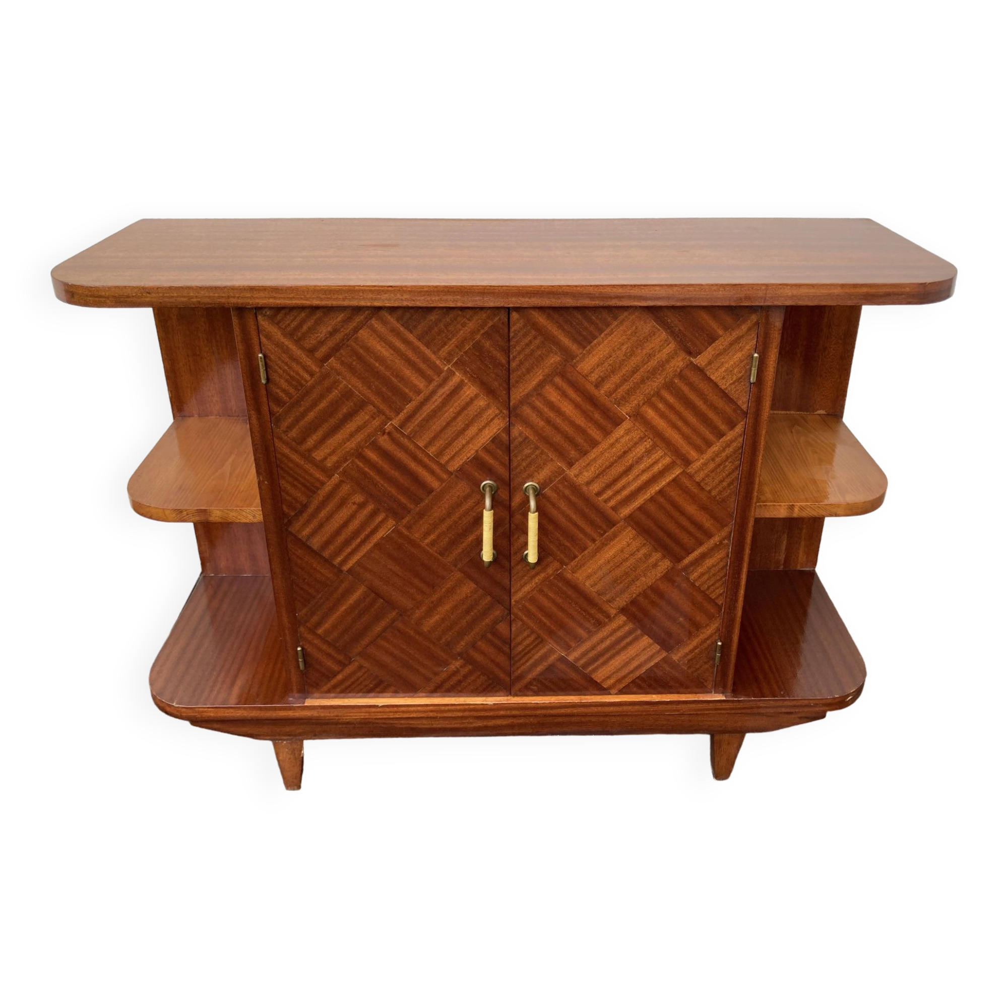 Vintage mahogany bar cabinet with marquetry