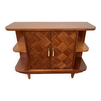 Vintage mahogany bar cabinet with marquetry