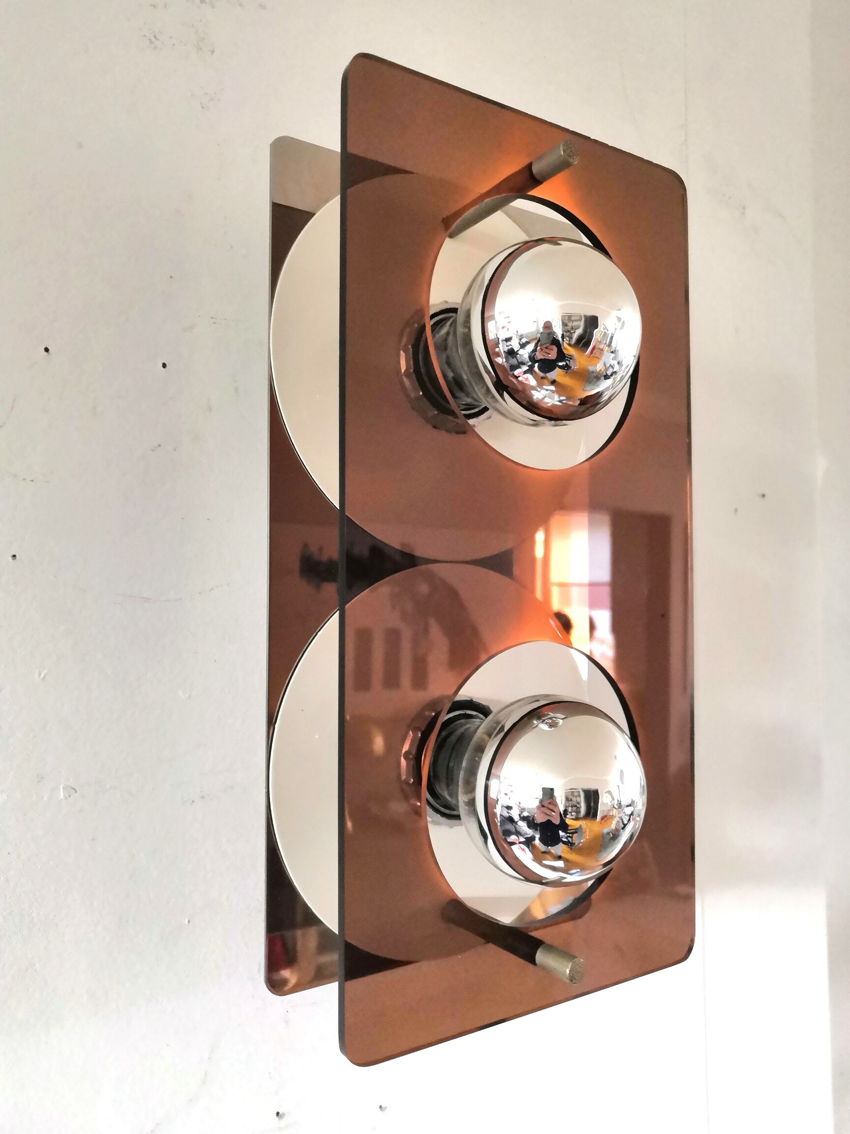Double "disco" wall lamp by Jocelyne Trocmé for Oxar design 70s