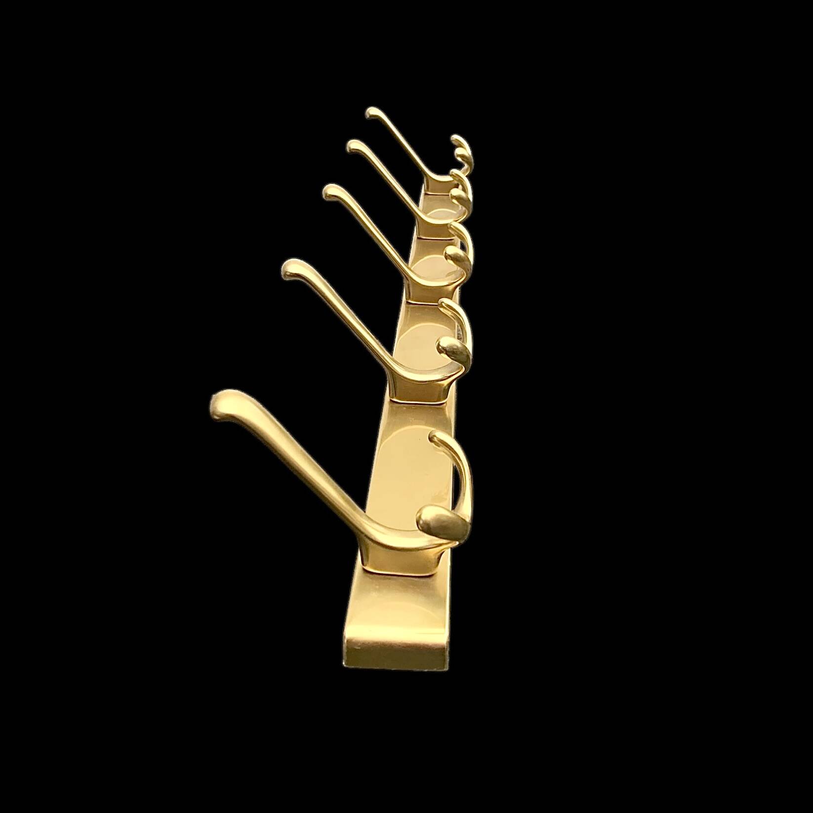 Vintage Gold Aluminum Wall Coat Rack with 5 Hooks