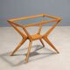 Table basse rectangulaire vintage en bois et verre, design italien des années 60