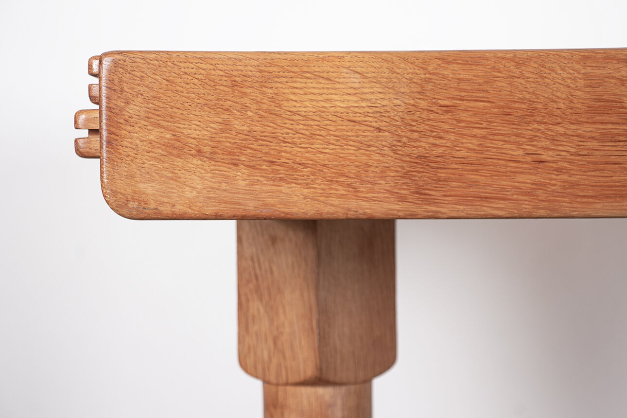 Large extendable dining table, 320 cm, in oak, Guillerme and Chambron.
