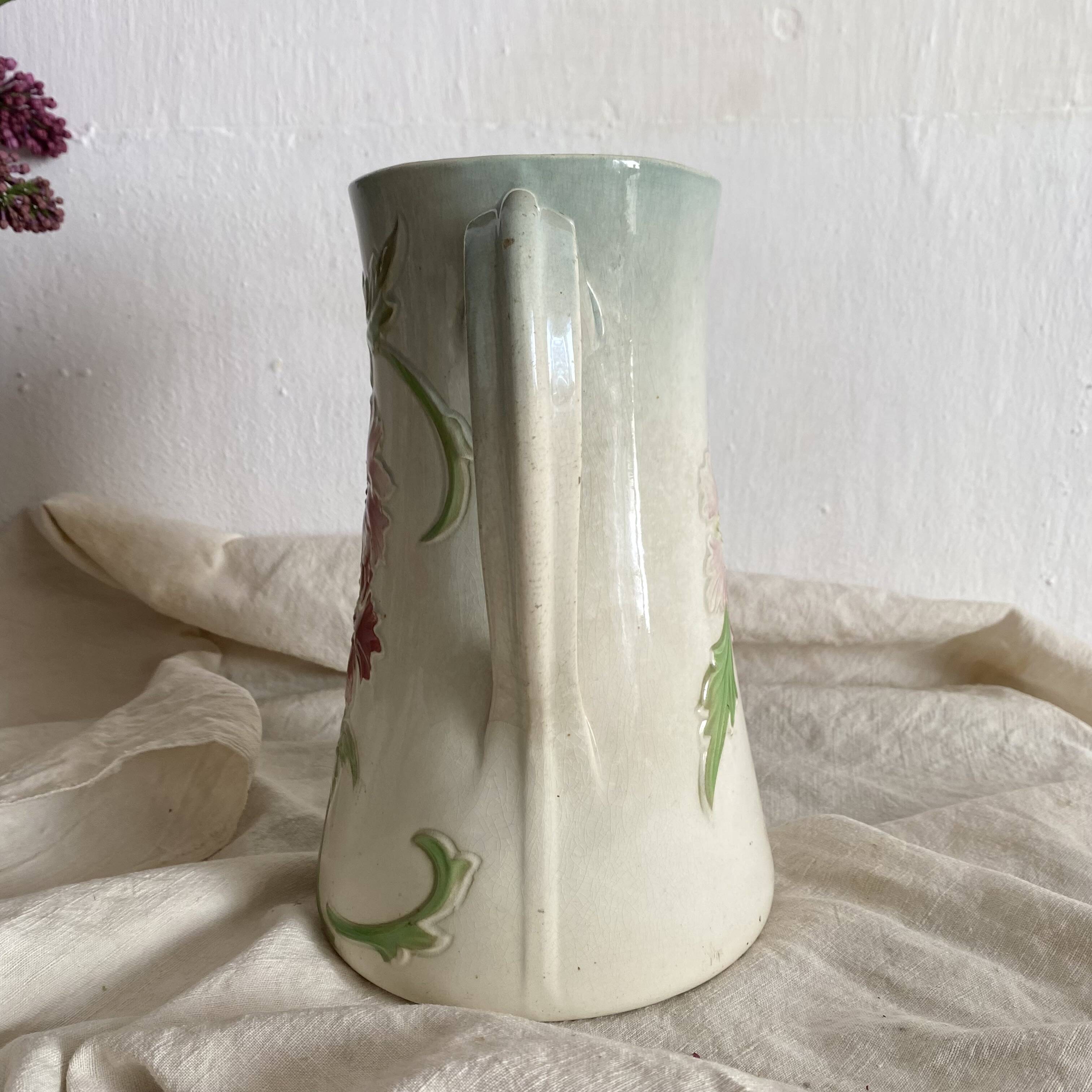 Antique pitcher in St Clément art nouveau slip
