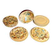 15-piece Provençal ceramic tableware and salad bowl set from the 20th century.