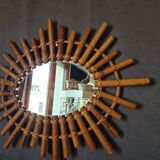 Miroir soleil ovale rotin