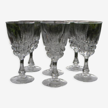 Set of 6 crystal water glasses from arques, pompadour model