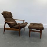 FD-164 Army Chair with Footstool by Arne Vodder for Cado, Set of 2