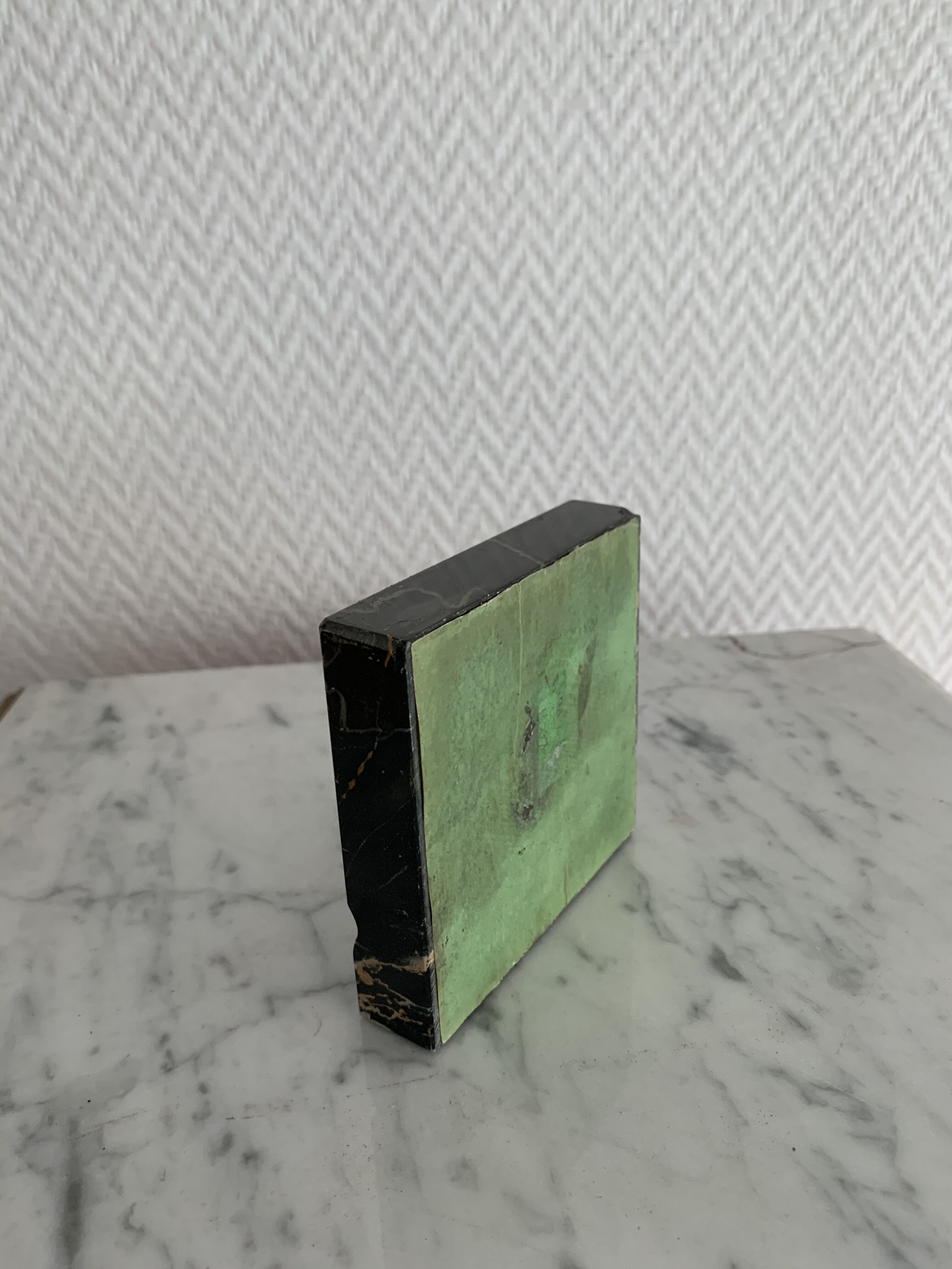 Vintage black marble squared veined ashtray
