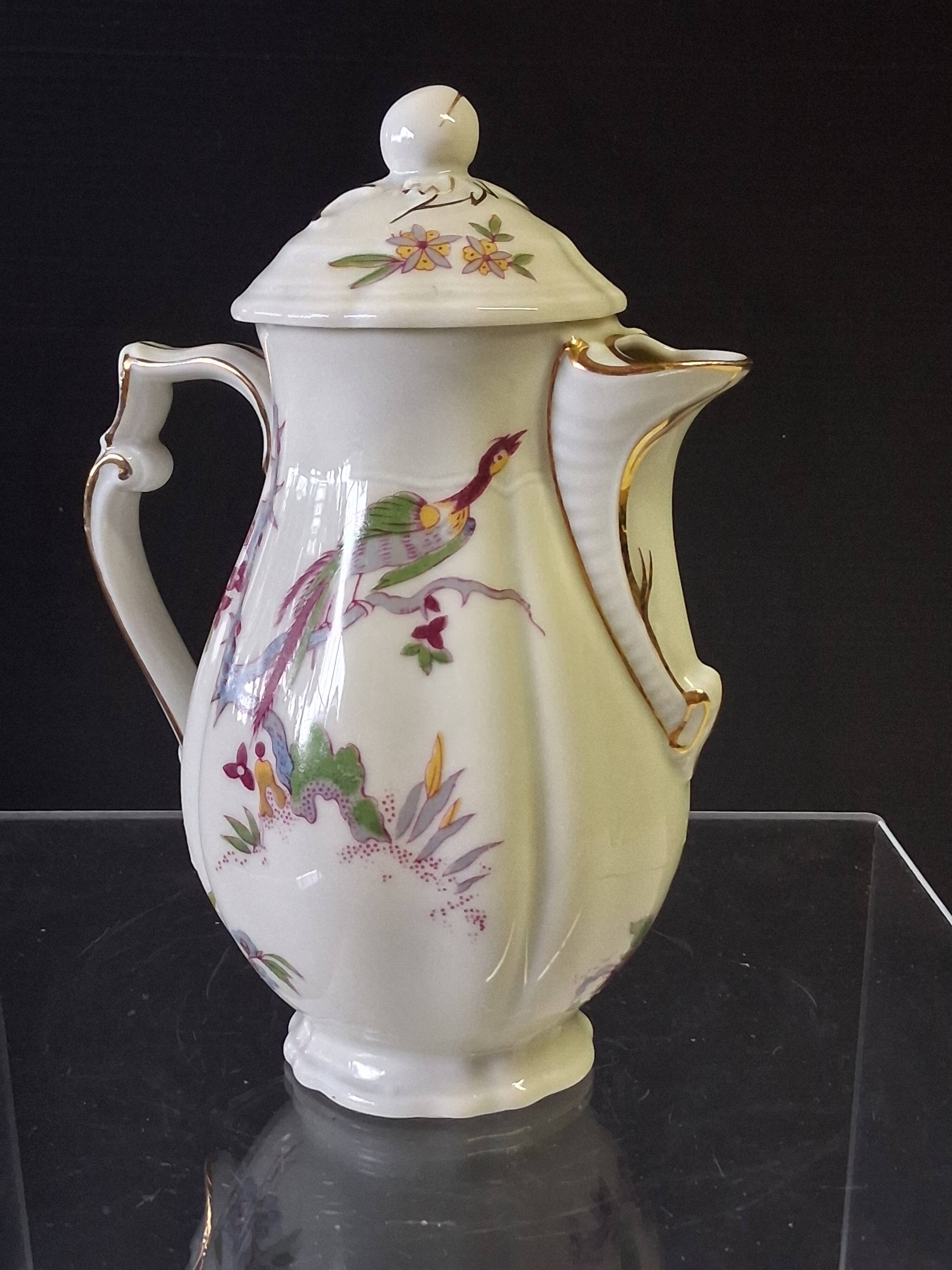 Very pretty Limoges porcelain coffee pot from Bernardaud model "Ch