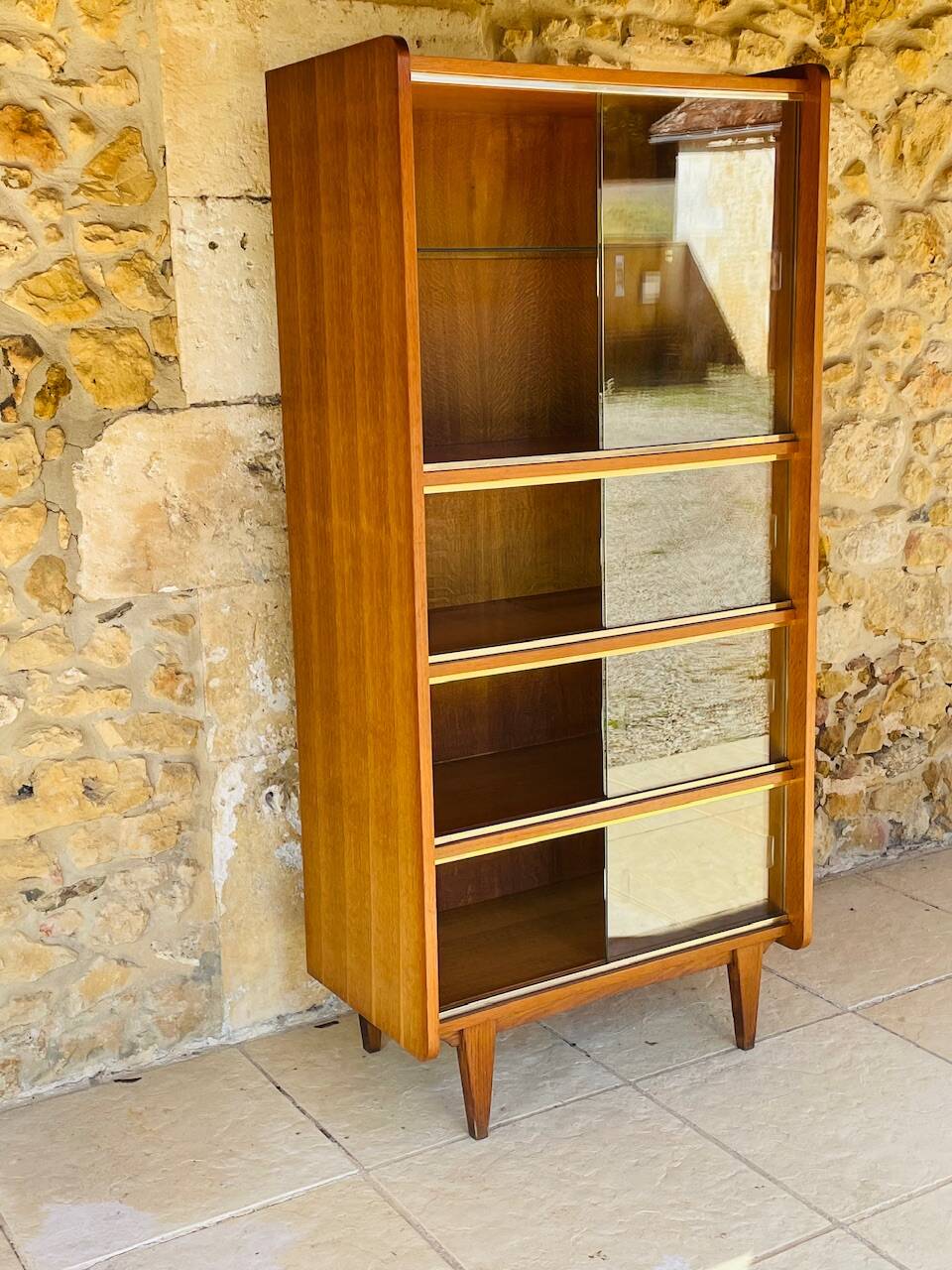 Storage unit/Library with sliding glass doors 1960s