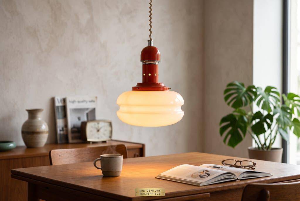 Orange vintage style spatial suspension/lustre.