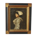 Profile of an Elegant, 1884 Signed Dated - Hst