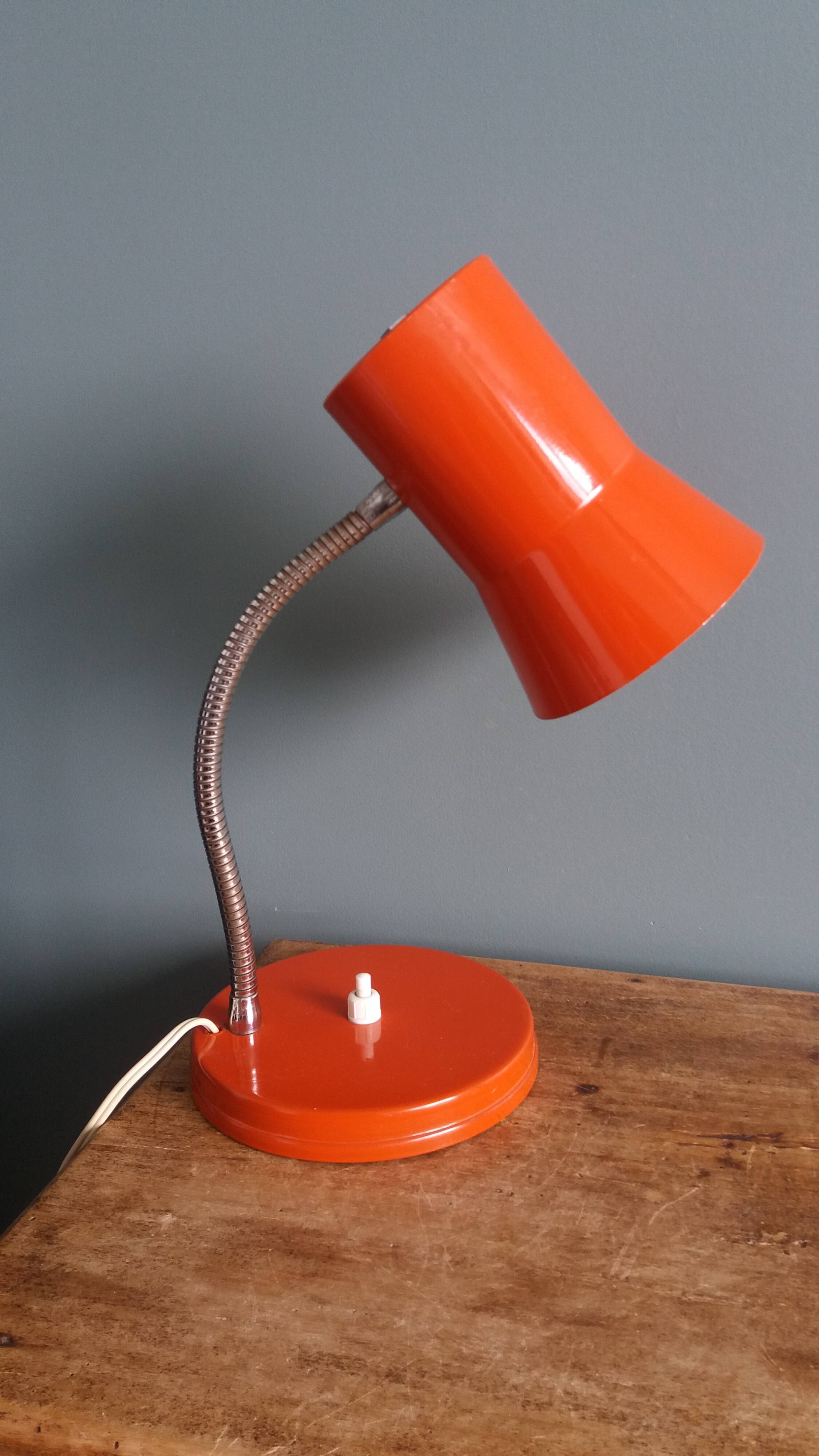Lampe de bureau flexible années 70 orange