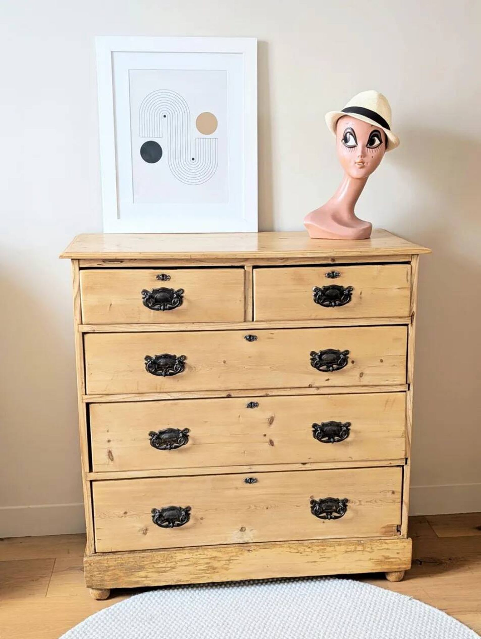 Antique English pine chest of drawers