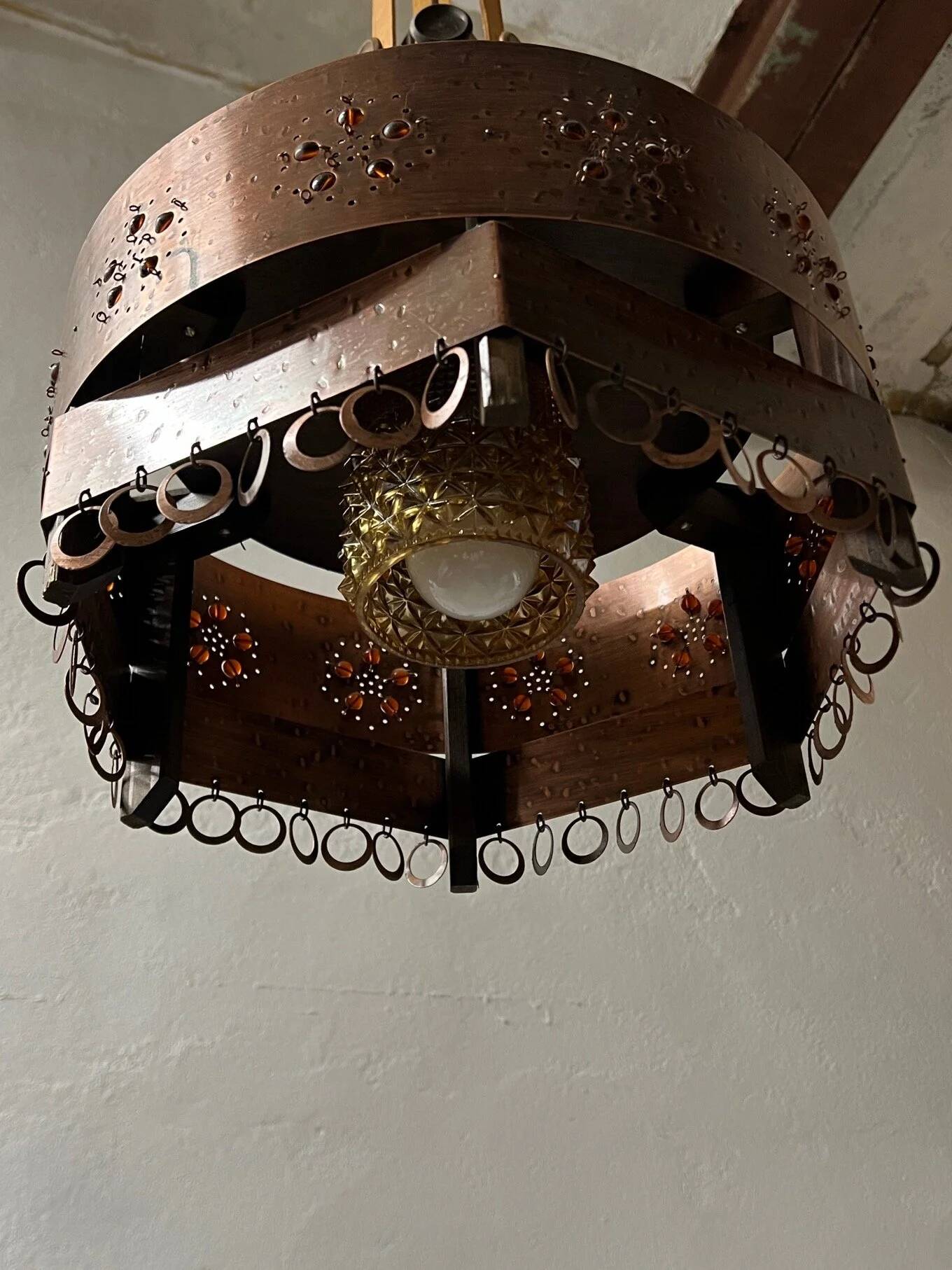 Arts and crafts metal ceiling lamp | Sweden | 1920s
