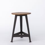 Rowac workshop stool, Tripod with solid beech top, 1950s