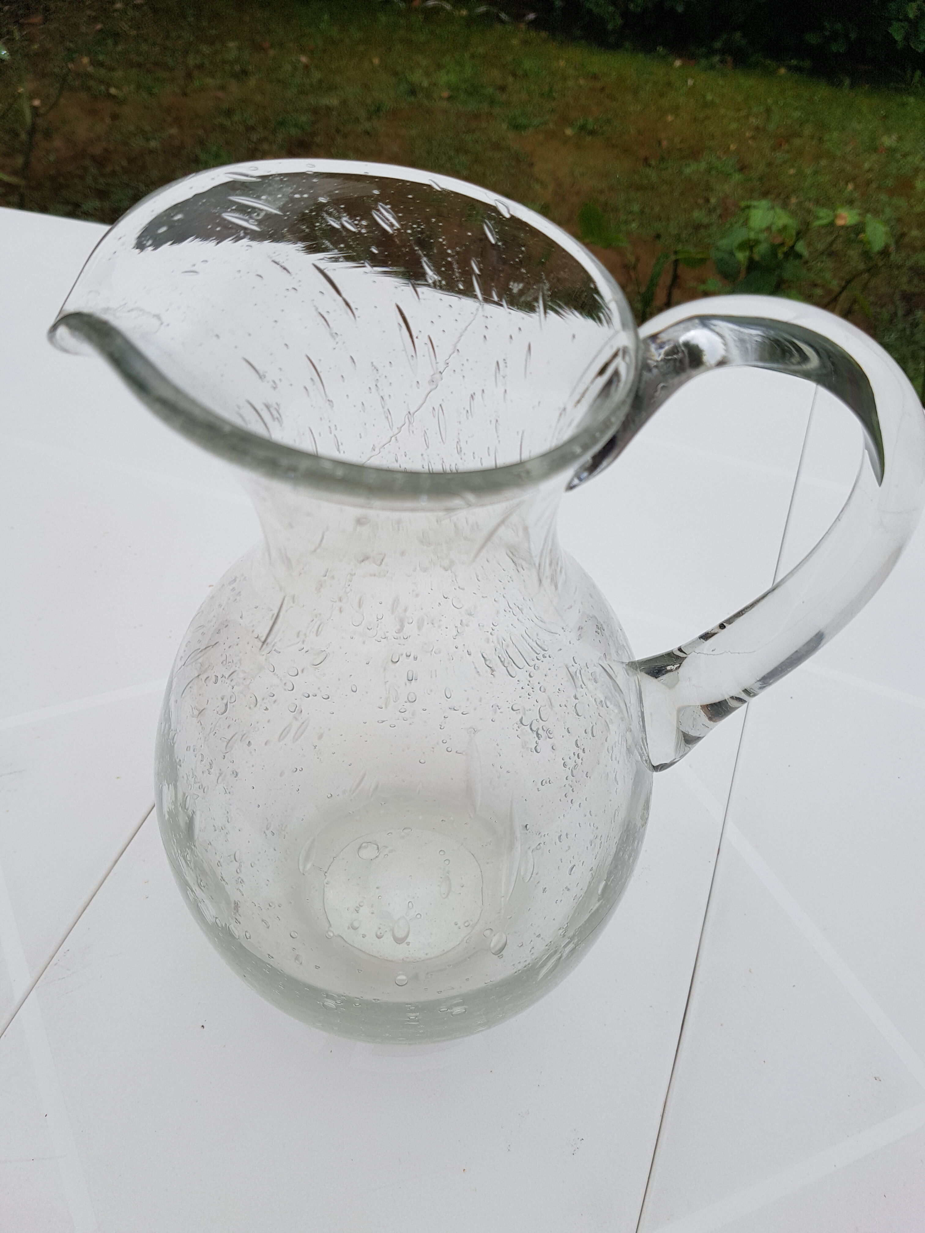 Biot 1980s bubbled glass carafe