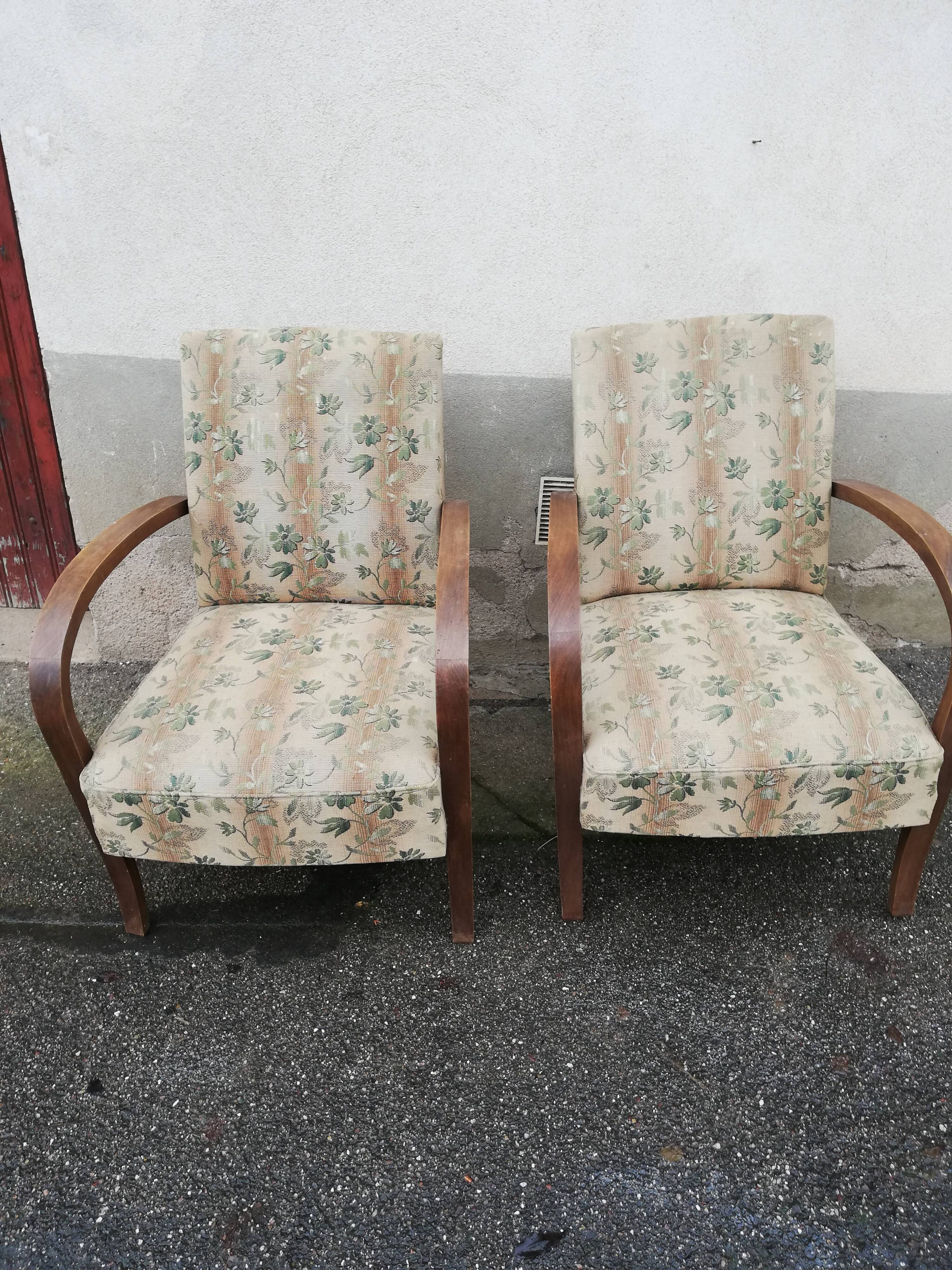 Paire de fauteuils années 50 tissu fleuri