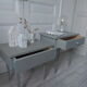 Duo of mismatched bedside tables green of gray