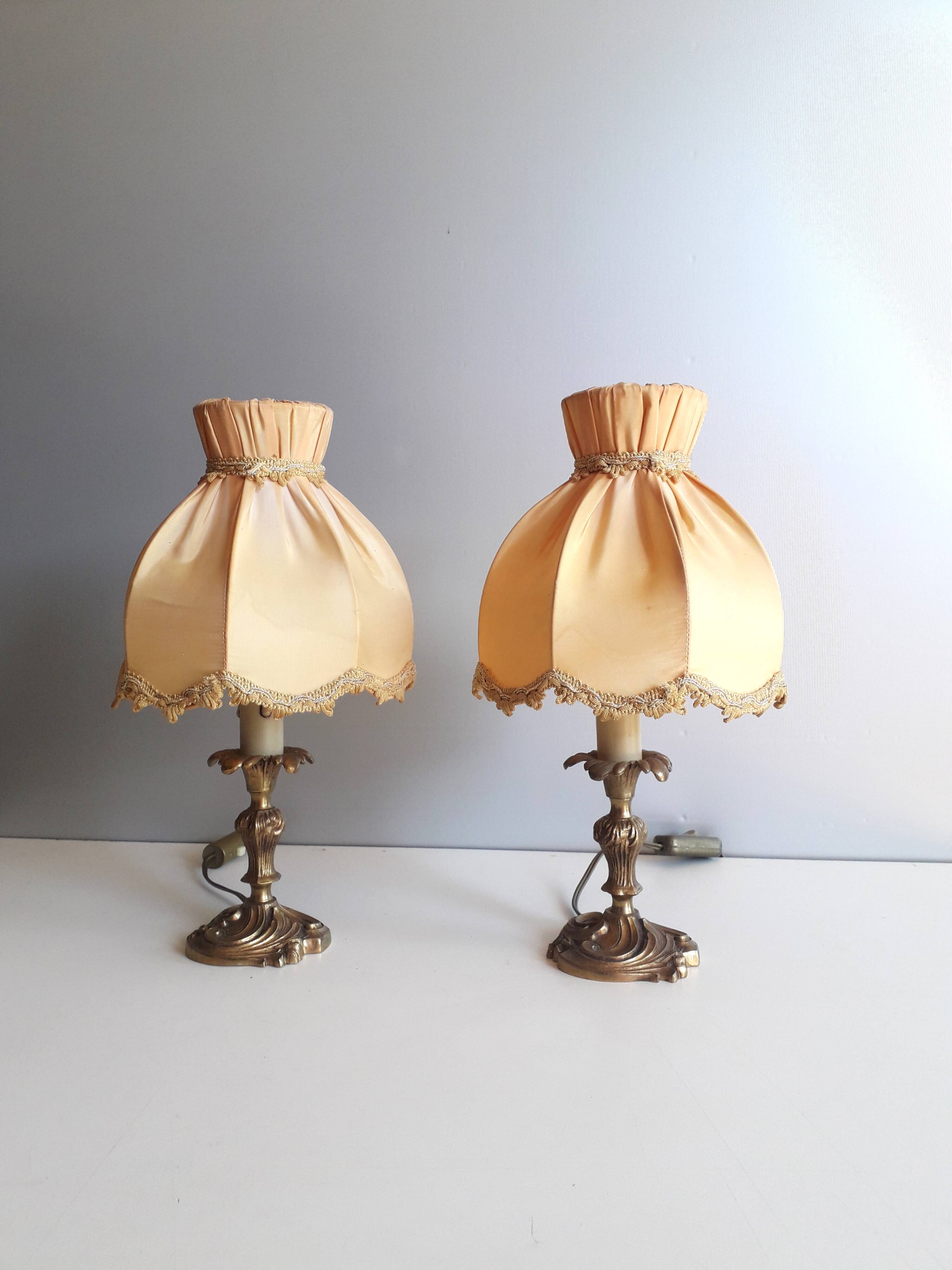 Paire de lampes de chevet/ à poser - bronze doré