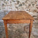 Antique French dining table with drawer, around 1900.
