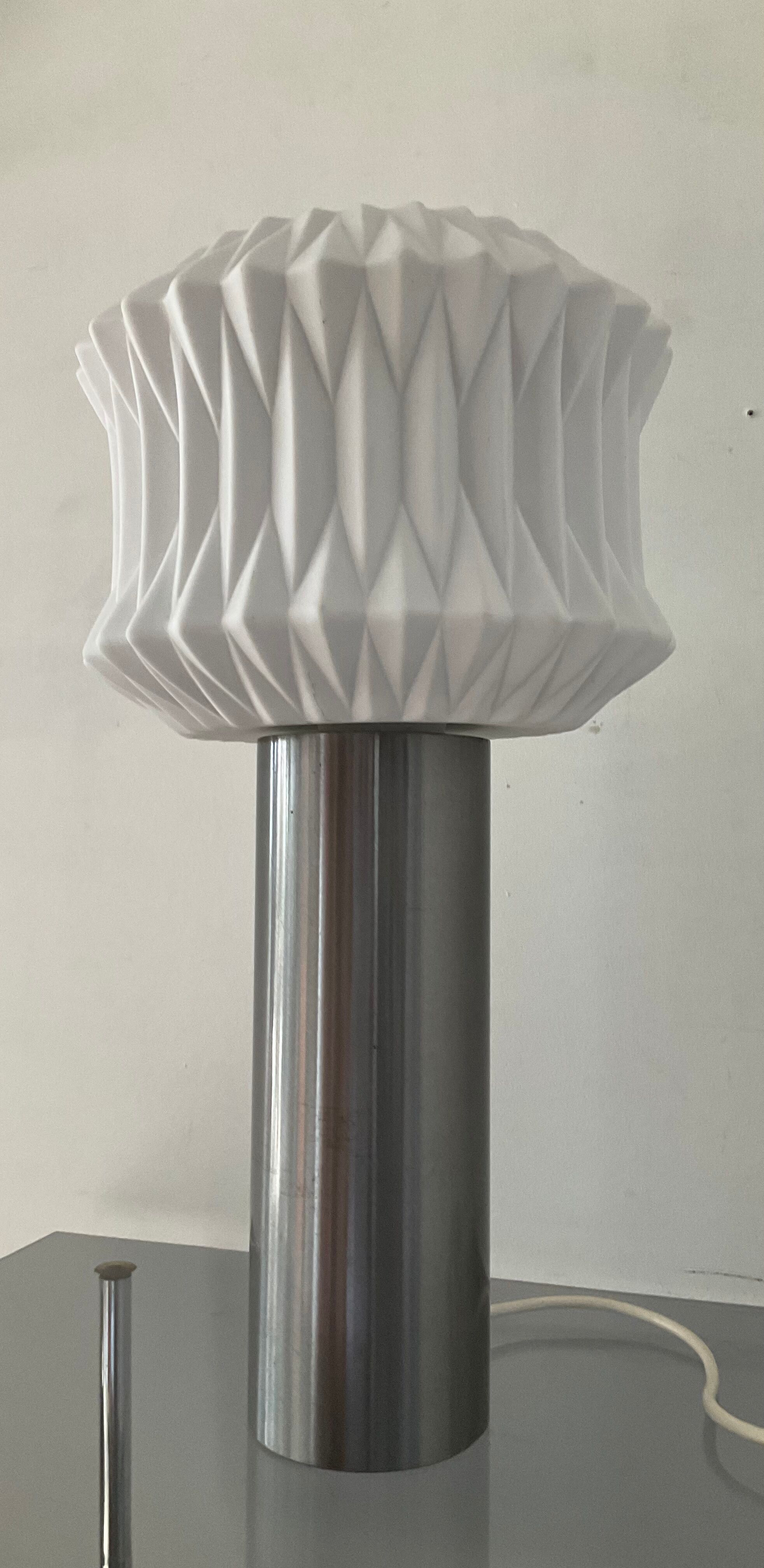 Vintage lamp 70s porcelain and chrome foot
