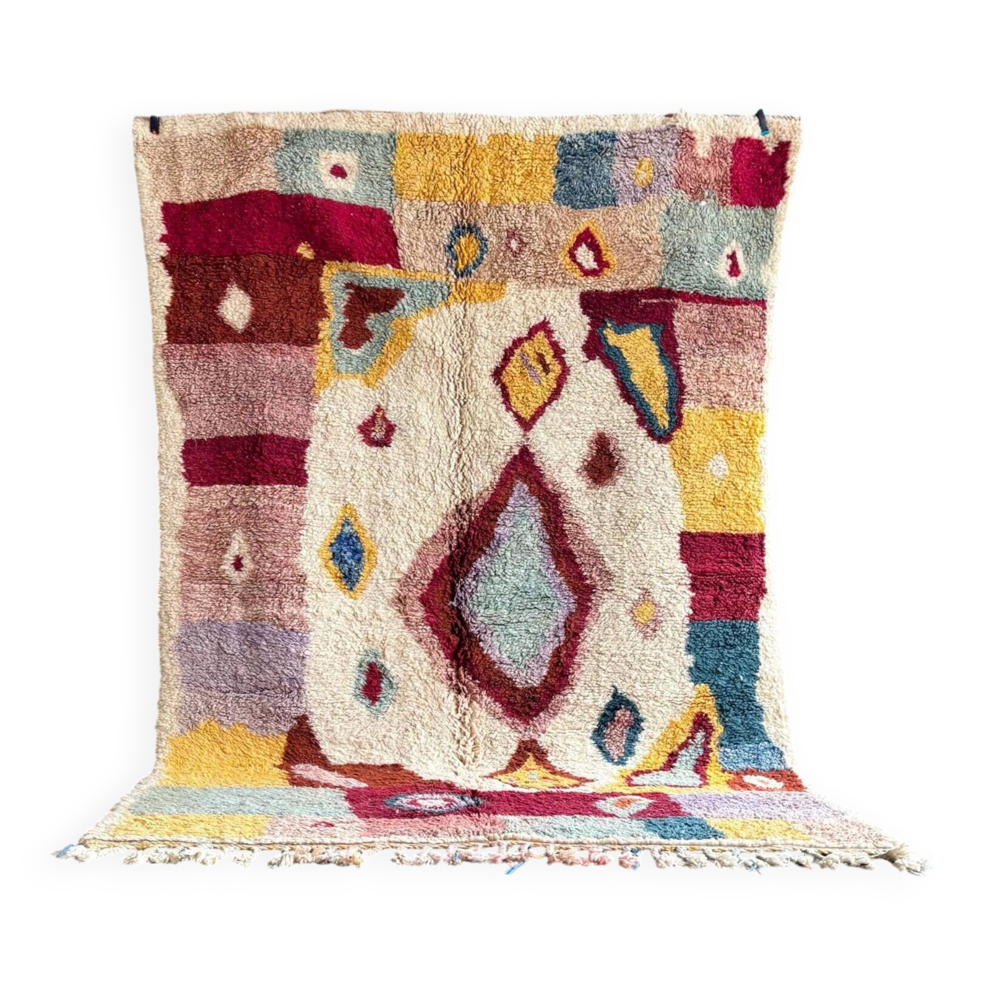 Tapis berbère M’rirt 190x310 cm – Laine épaisse – Multicolore – Fait mai