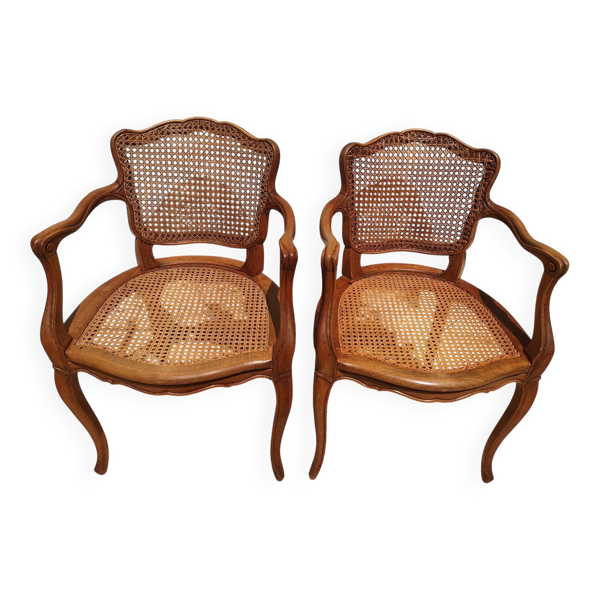 2 fauteuils canes style LouisXIV