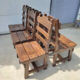 Set of 6 Brutalist Dining Chairs in Belgian Oak, 1965