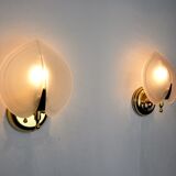 Pair of wall lamps "sheet" in opaque glass, murano, Italy 1980