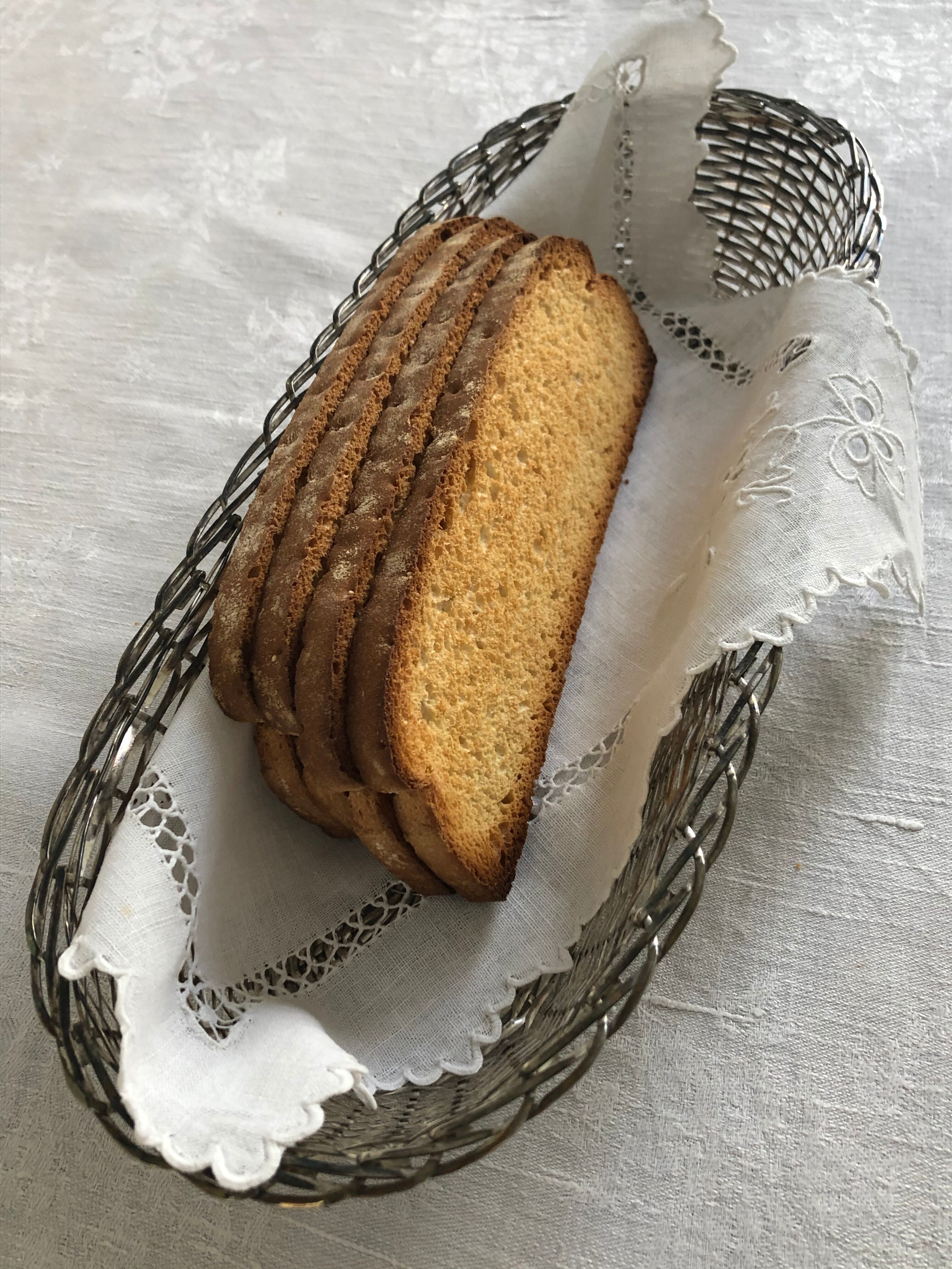 Braided silver metal bread basket