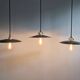 Trio of large industrial suspensions in green enamelled sheet metal.