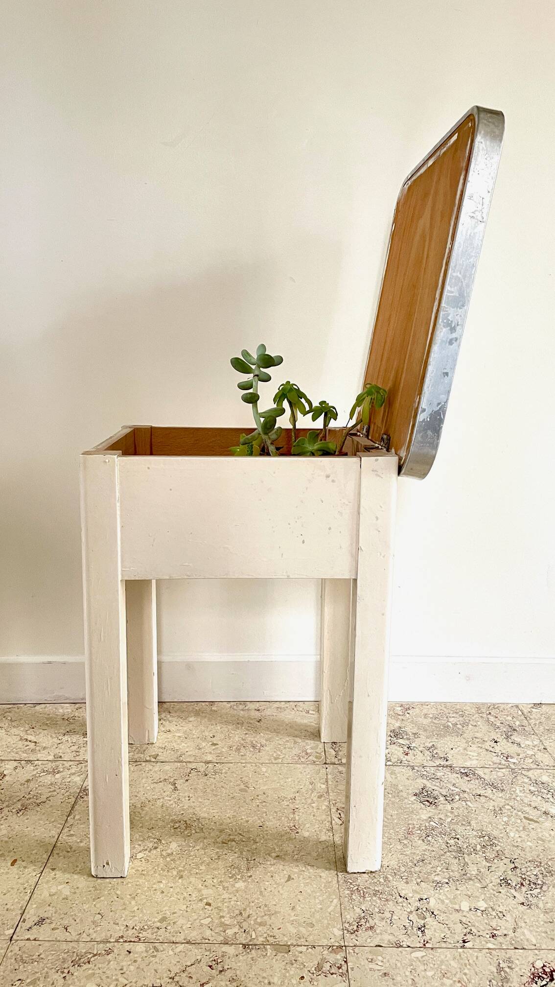 Vintage wooden trunk stool
