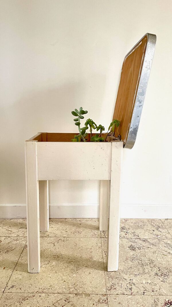 Tabouret coffre vintage en bois