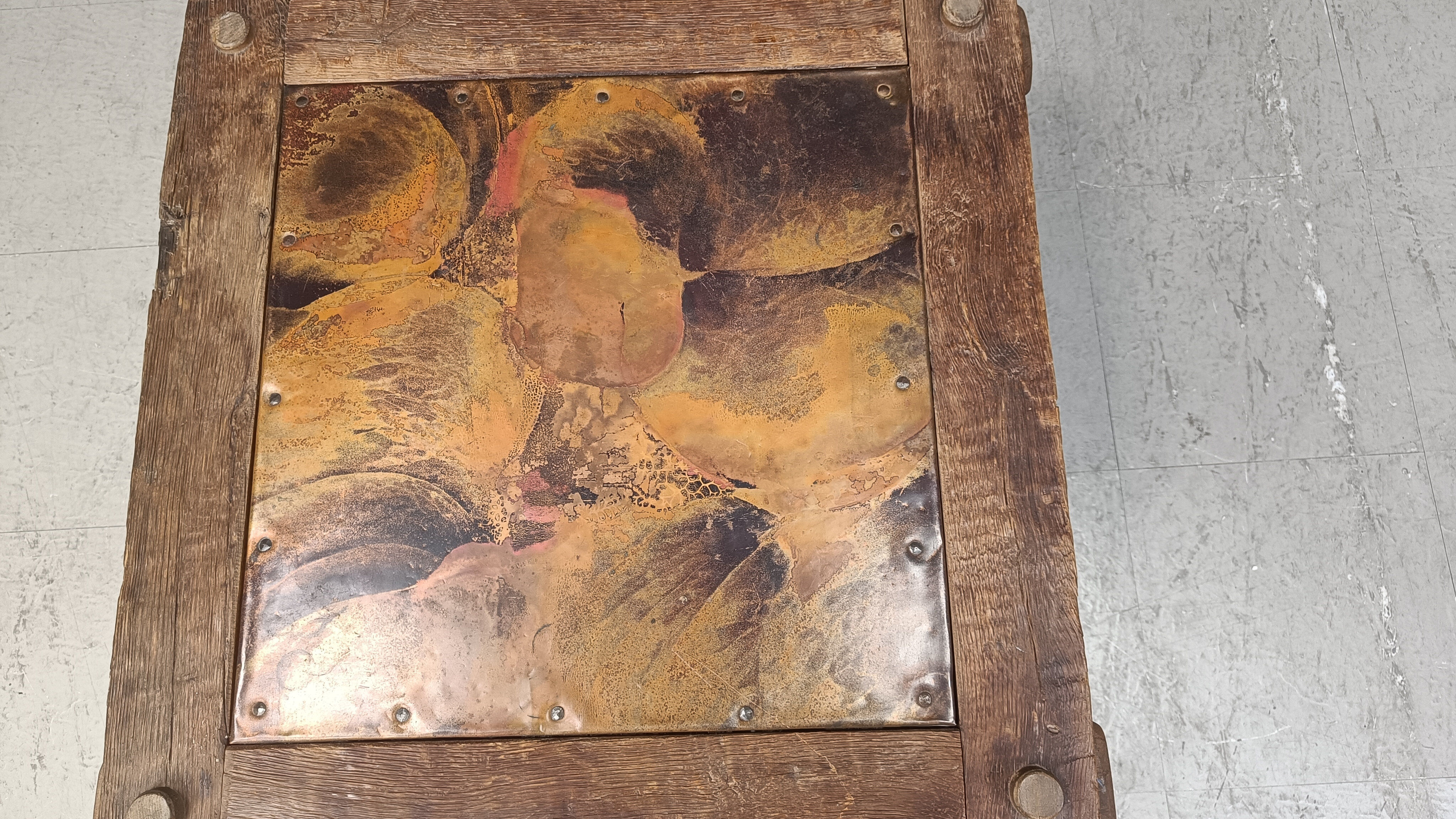 Vintage copper plated brutalist coffee table, 1970s