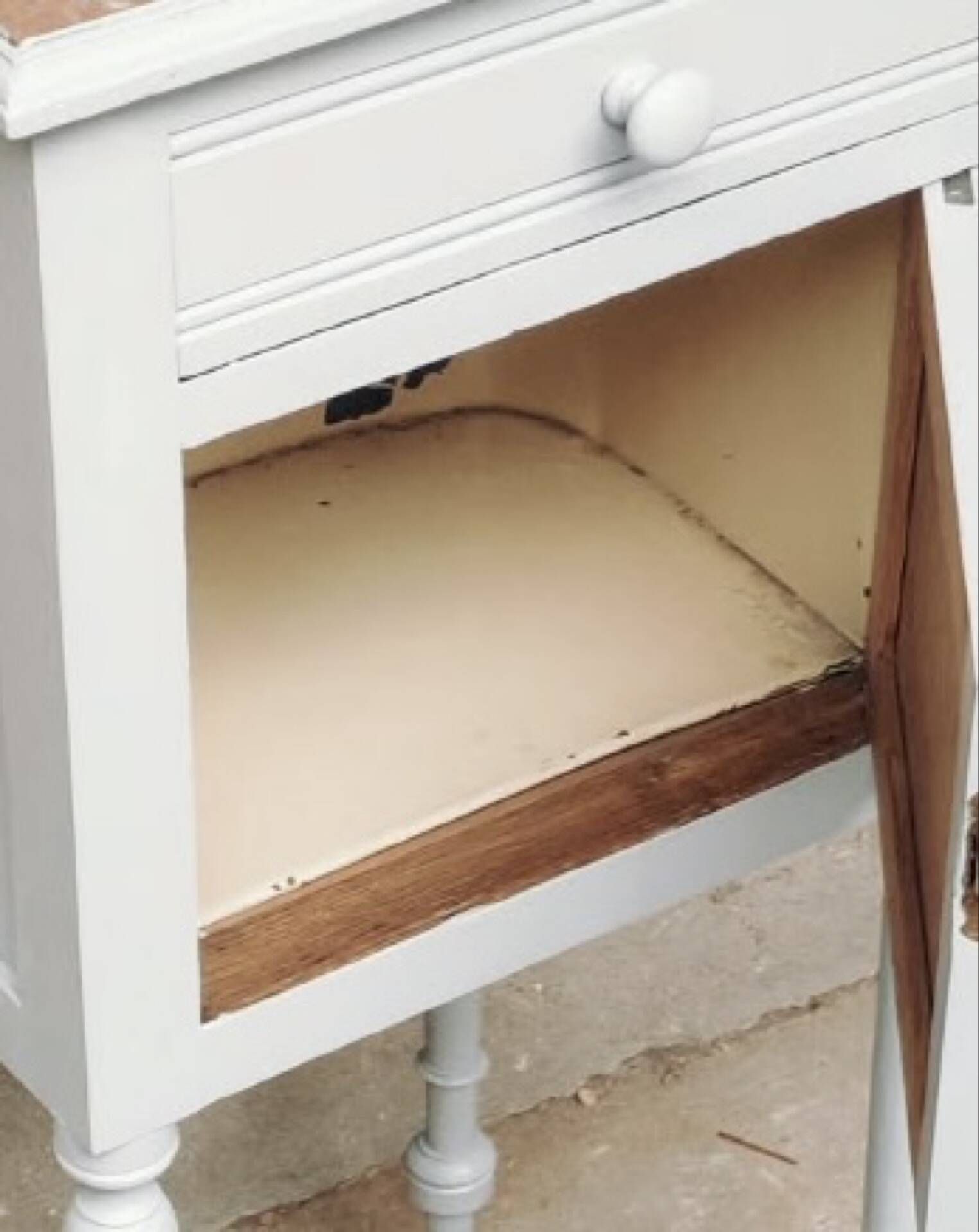 Antique bedside table with marble