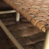 Woven leather bench